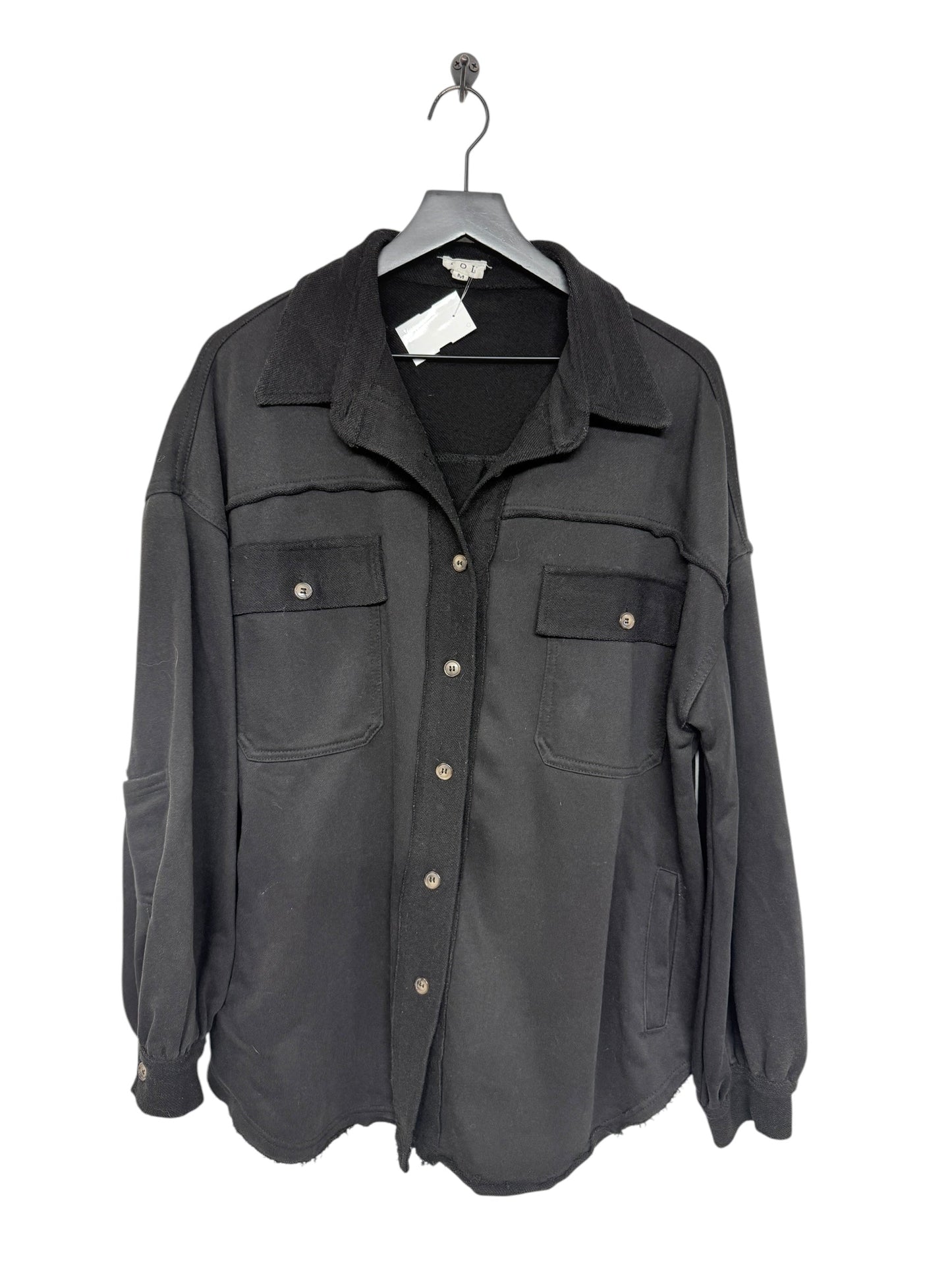 Jacket Shirt By Pol In Black, Size: M