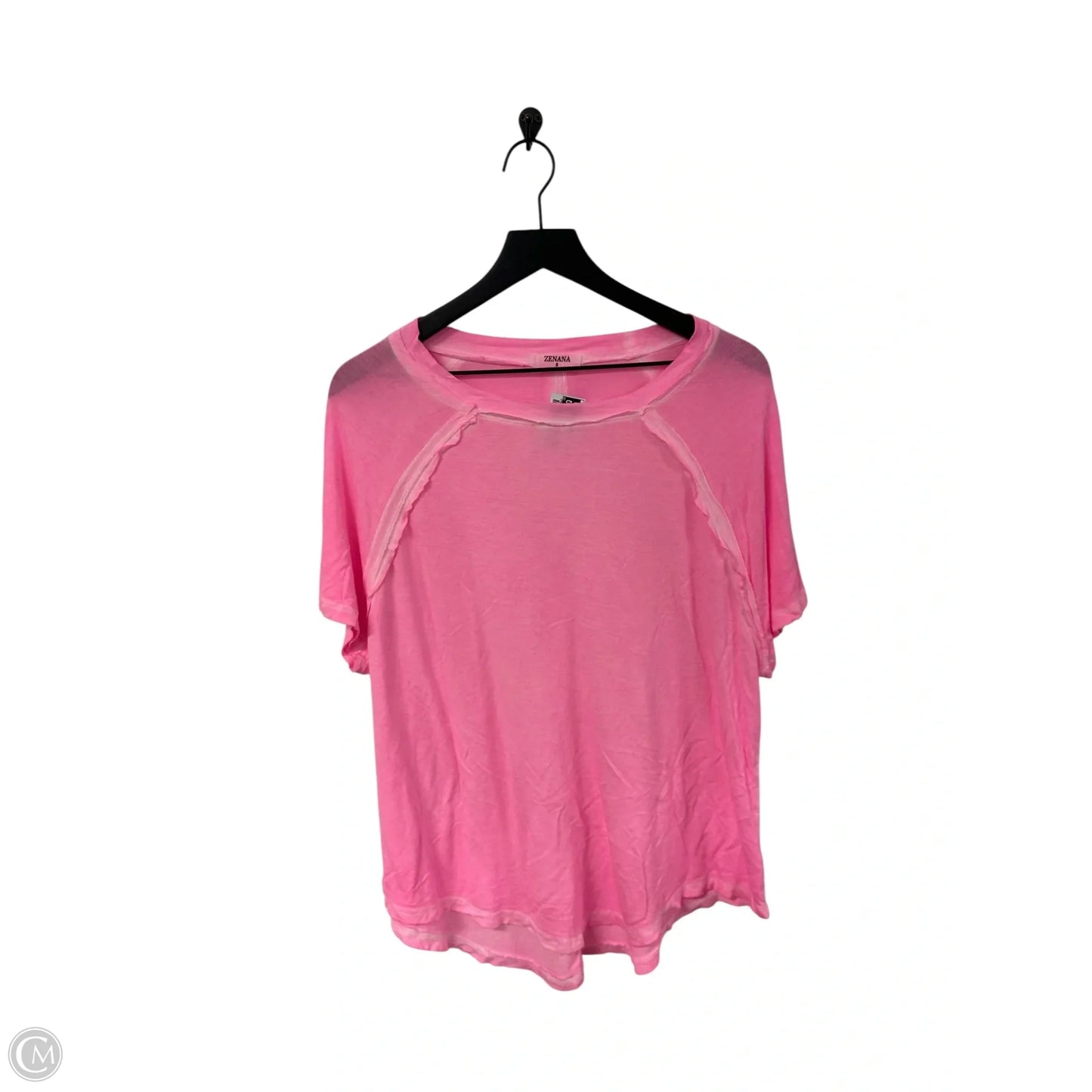 Top Short Sleeve By Zenana Outfitters In Pink, Size: S