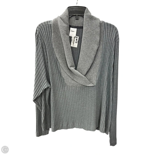 Athletic Top Long Sleeve Collar By Nike In Grey, Size: 2x