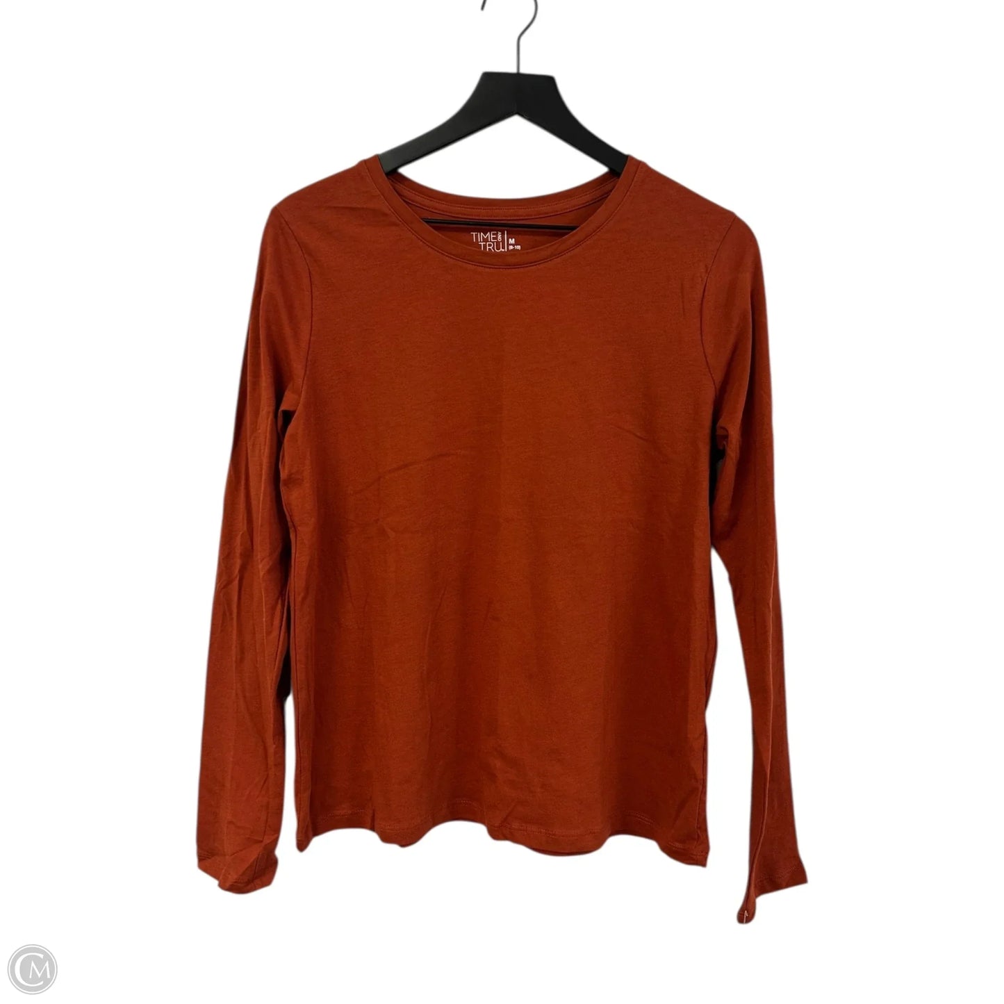 Top Long Sleeve Basic By Time And Tru In Orange, Size: M