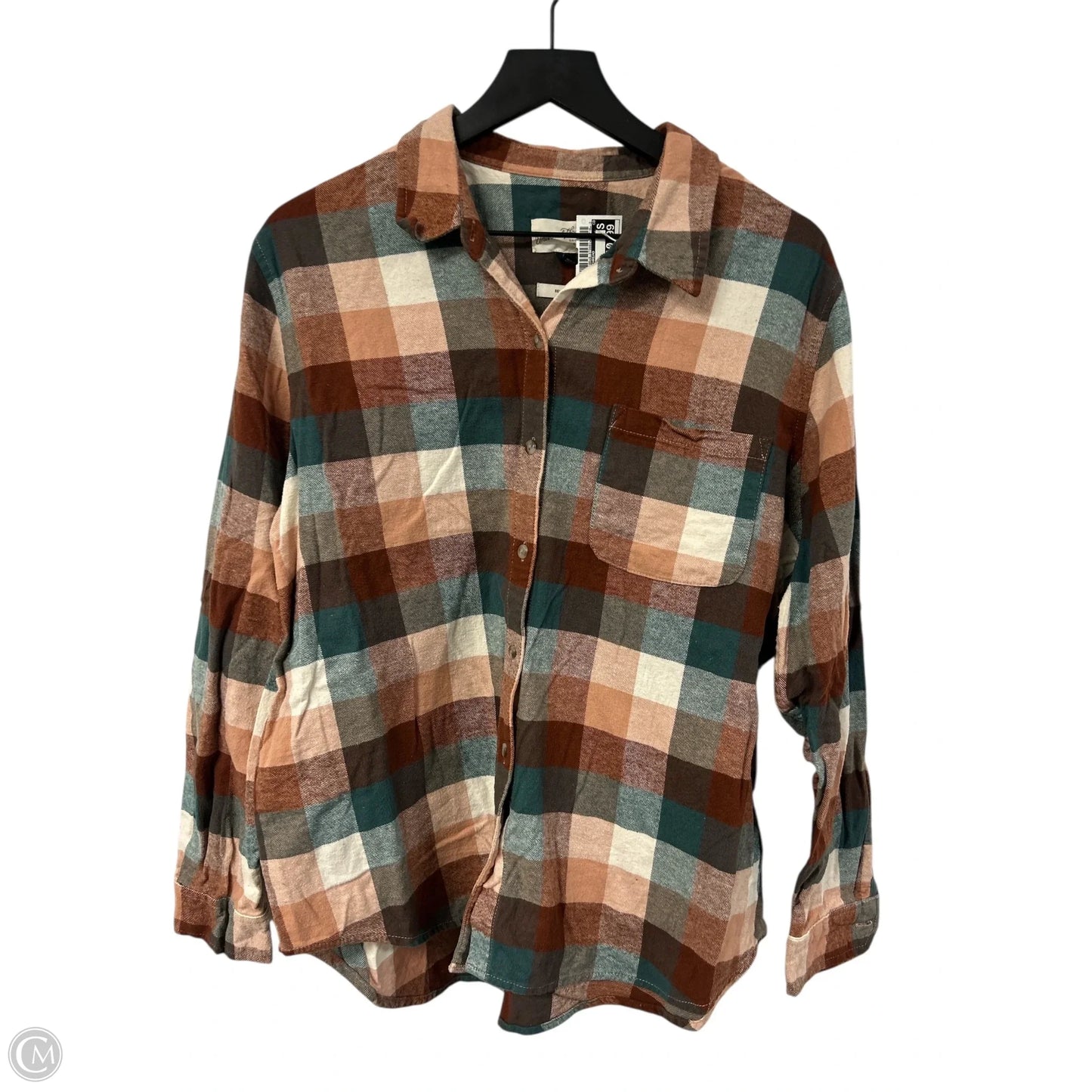 Blouse Long Sleeve By Universal Thread In Green & Tan, Size: Xl