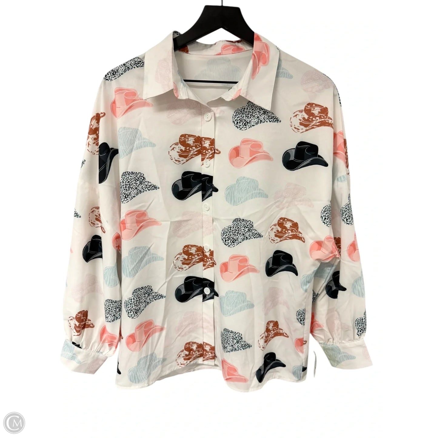 Blouse Long Sleeve By Clothes Mentor In White, Size: M