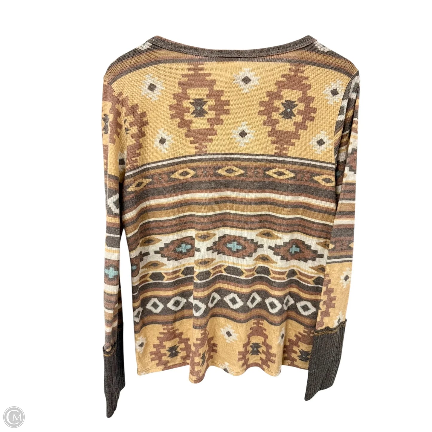 Top Long Sleeve By Bibi In Brown & Yellow, Size: M