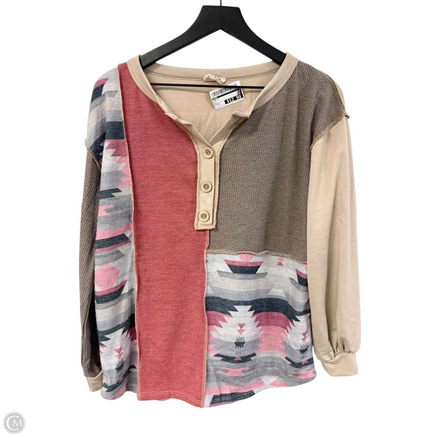 Top Long Sleeve By Bibi In Tan, Size: S