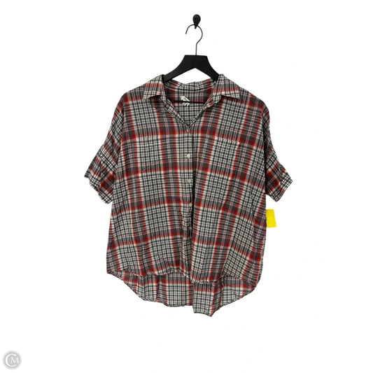 Blouse Short Sleeve By Madewell In Grey & Red, Size: M