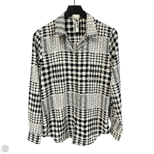 Blouse Long Sleeve By H&m In Black & Cream, Size: S