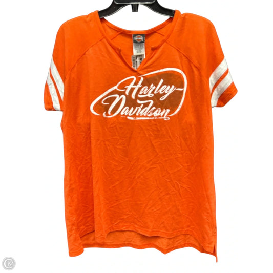 Top Short Sleeve By Harley Davidson In Orange, Size: Xl