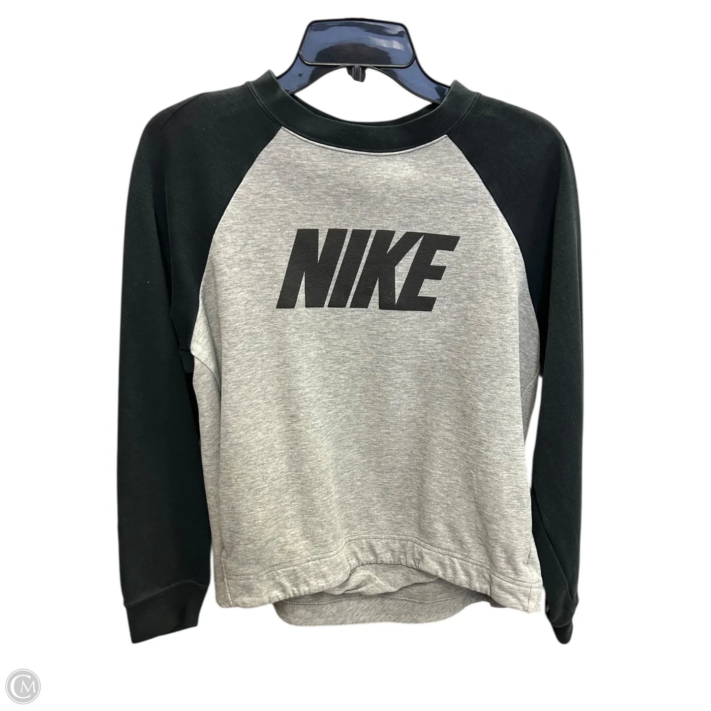 Athletic Sweatshirt Crewneck By Nike In Black & Grey, Size: L