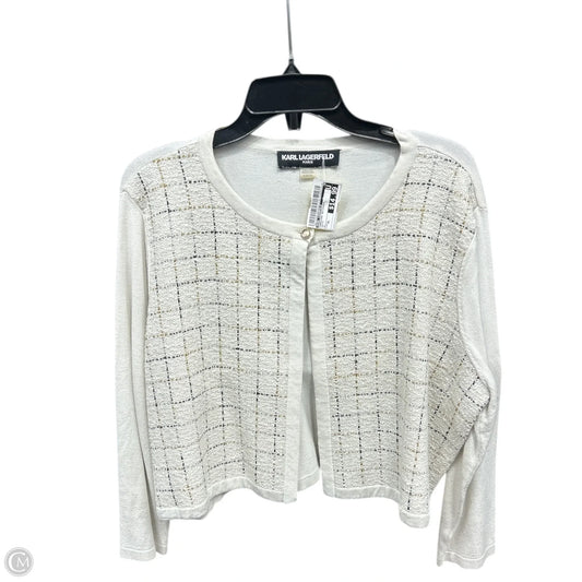 Cardigan Designer By Karl Lagerfeld In White, Size: Xl