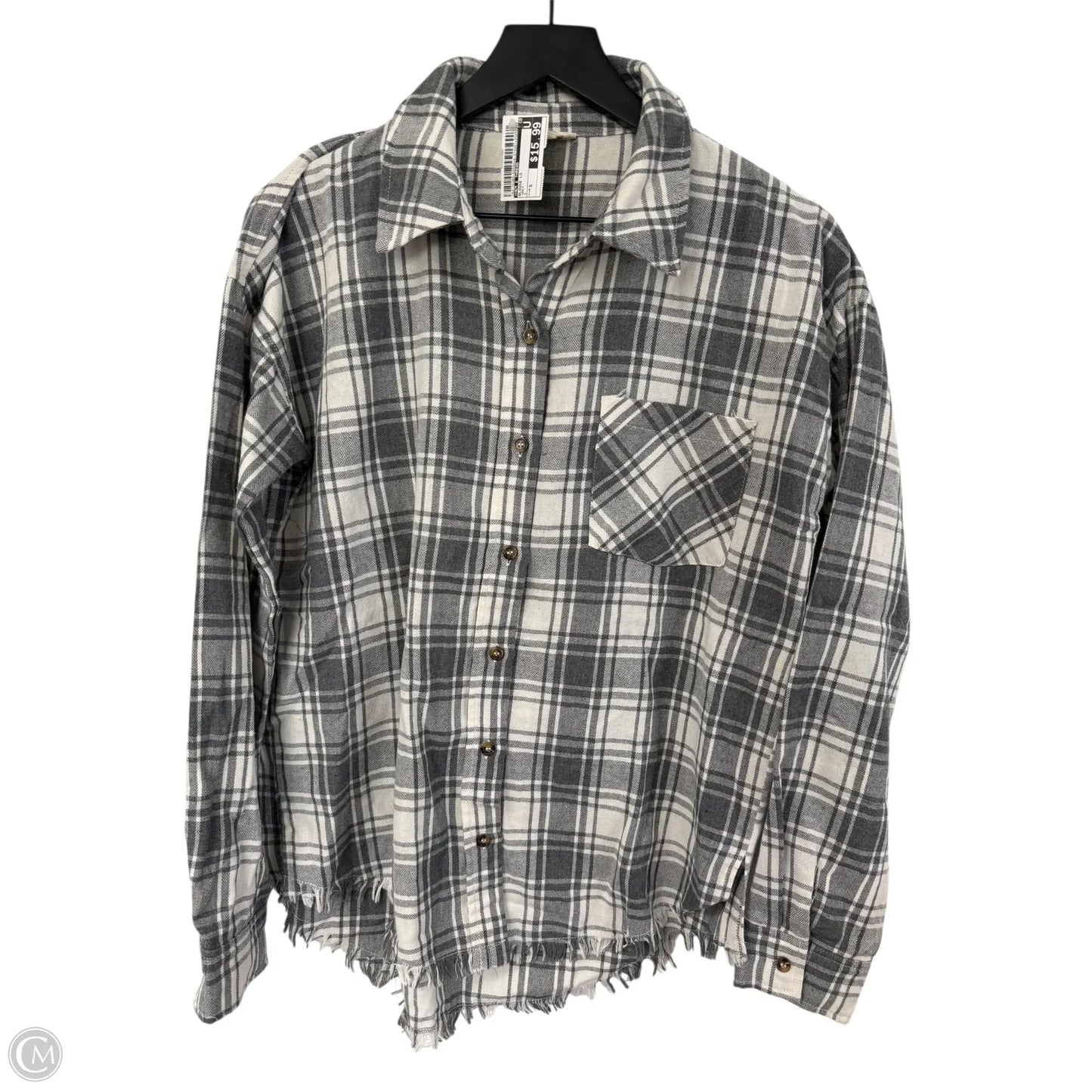 Blouse Long Sleeve By Hem & Thread In Grey, Size: S