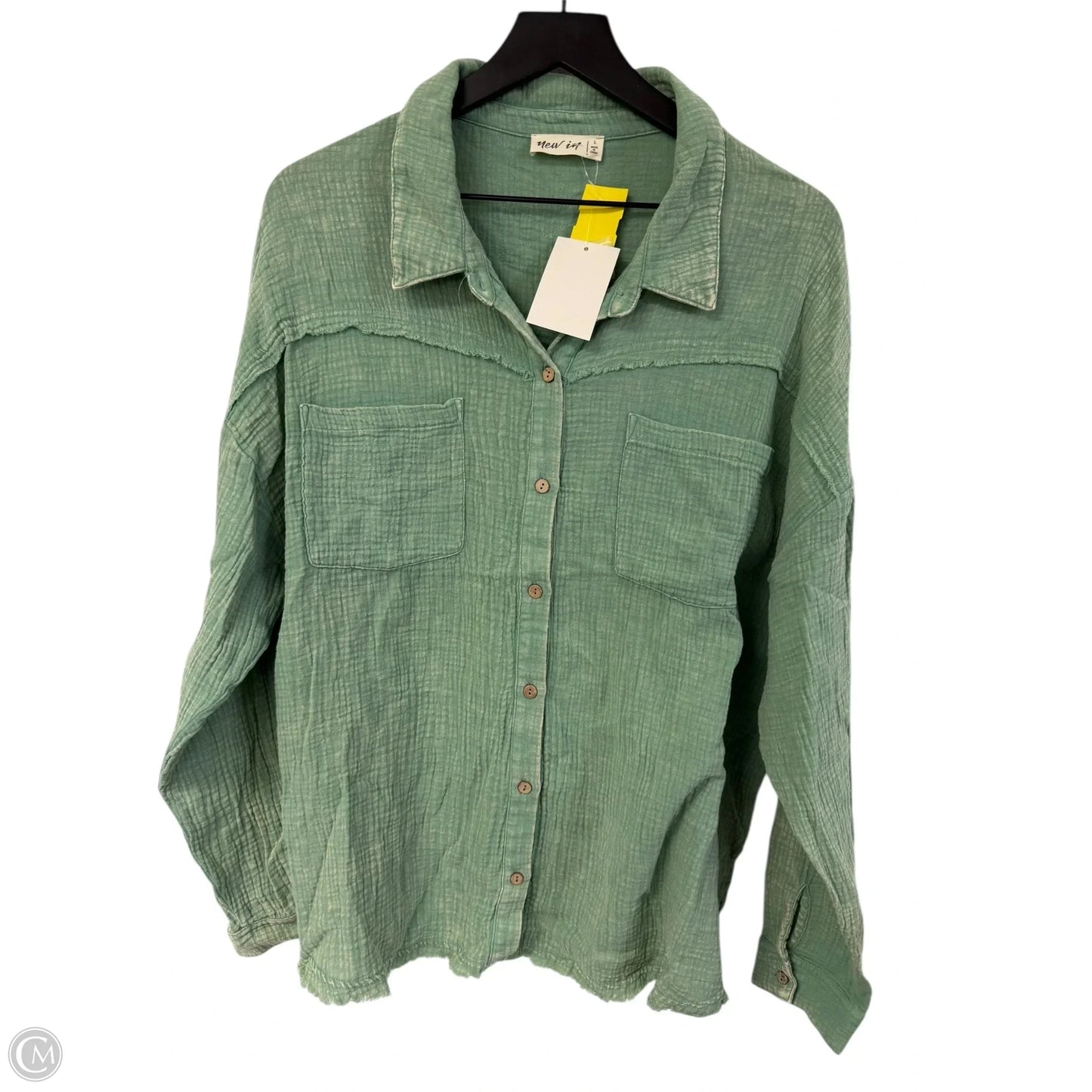 Blouse Long Sleeve By New In In Green, Size: L