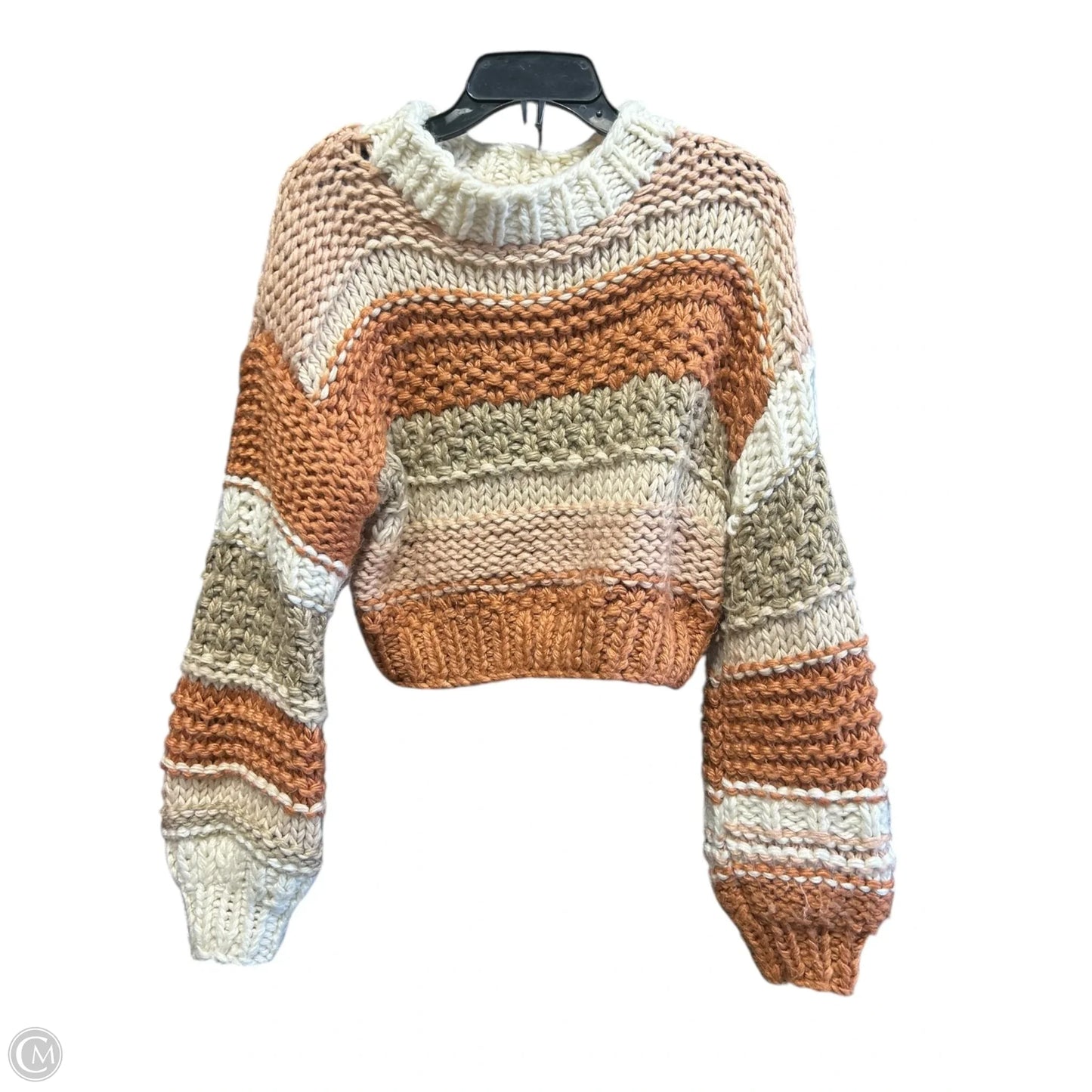 Sweater By Sage In Orange & Tan, Size: S