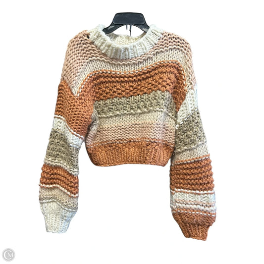 Sweater By Sage In Orange & Tan, Size: S