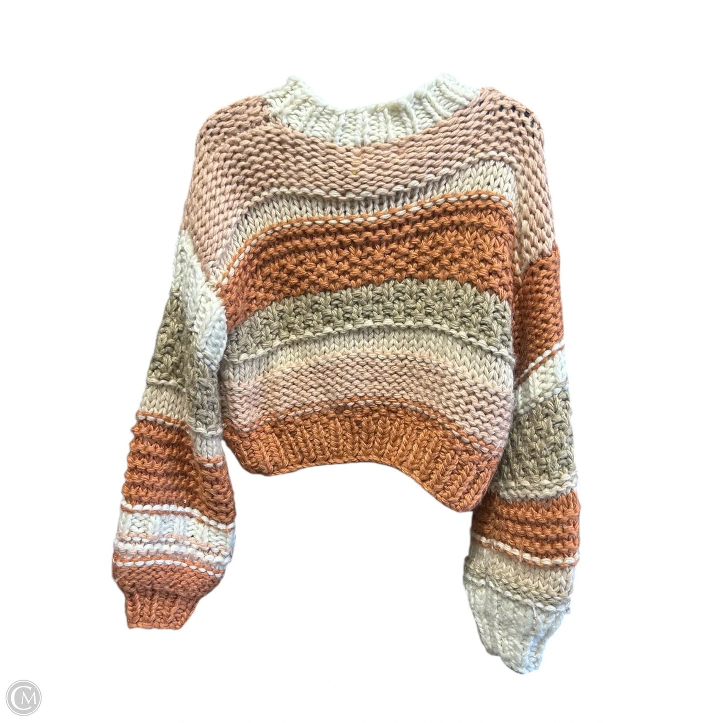Sweater By Sage In Orange & Tan, Size: S