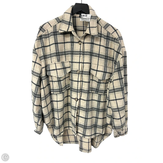 Jacket Shirt By Miou Muse In Plaid Pattern, Size: L