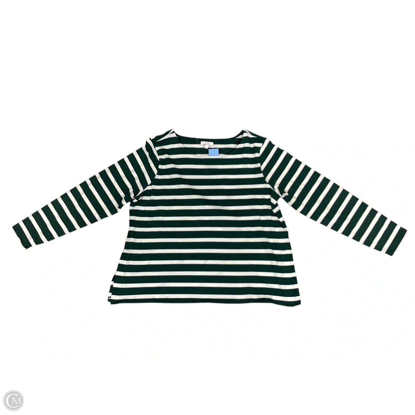 Top Long Sleeve By Maurices In Green & White, Size: L