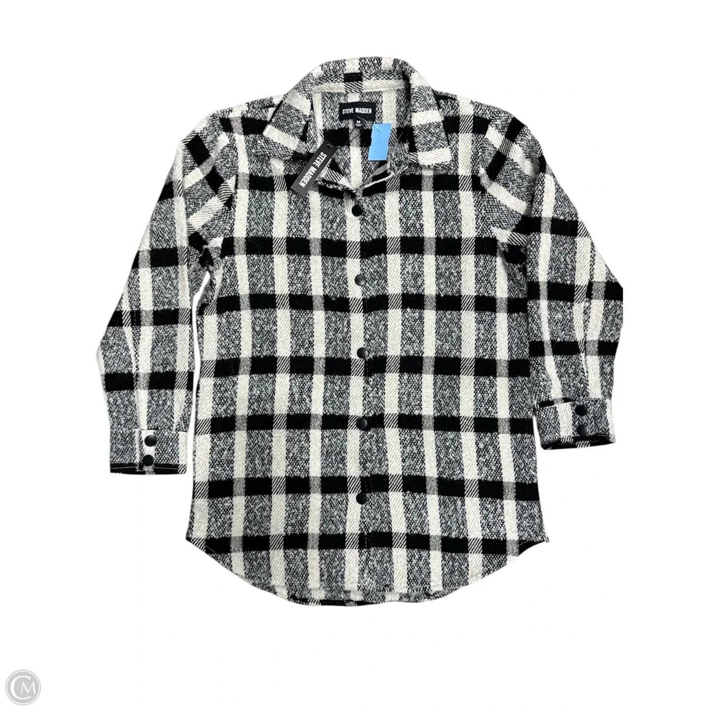 Jacket Shirt By Steve Madden In Plaid Pattern, Size: M