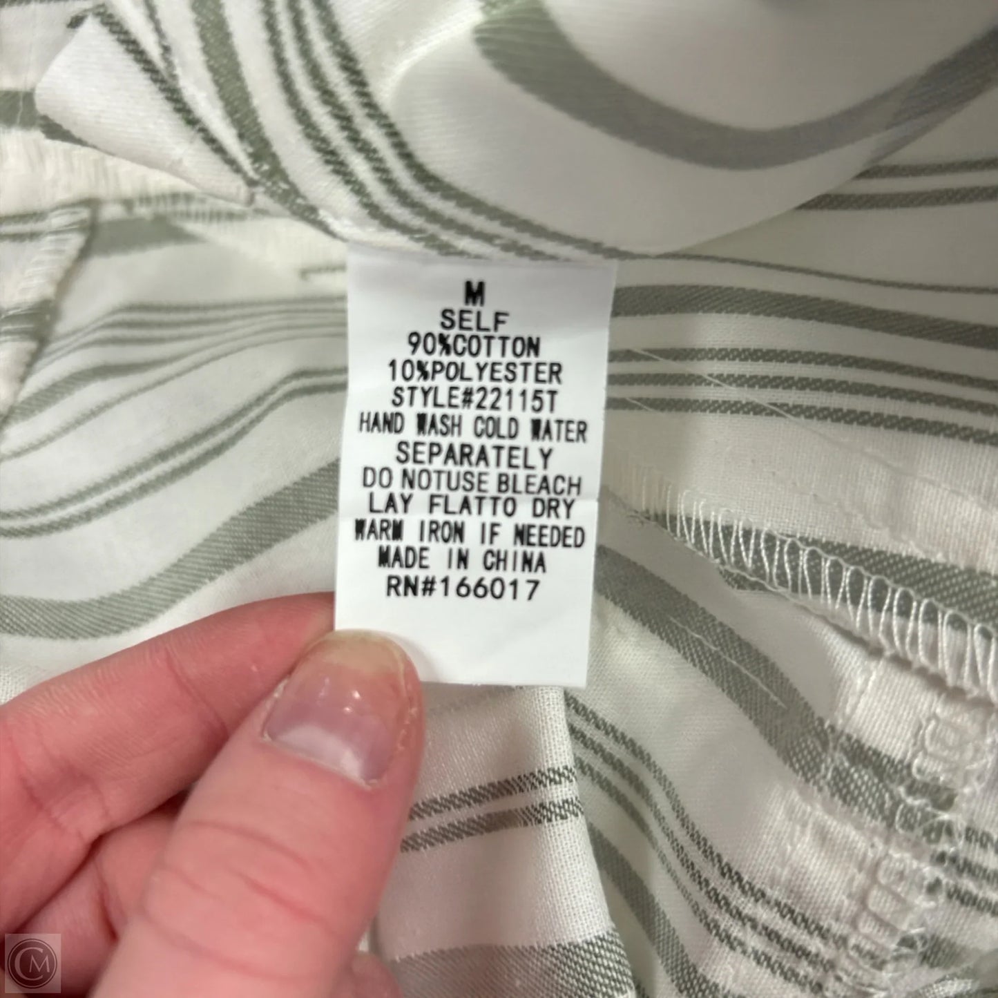 Blouse Short Sleeve By Blue B In Green & White, Size: M