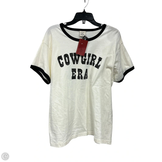 Top Short Sleeve By Oat In Cream, Size: L