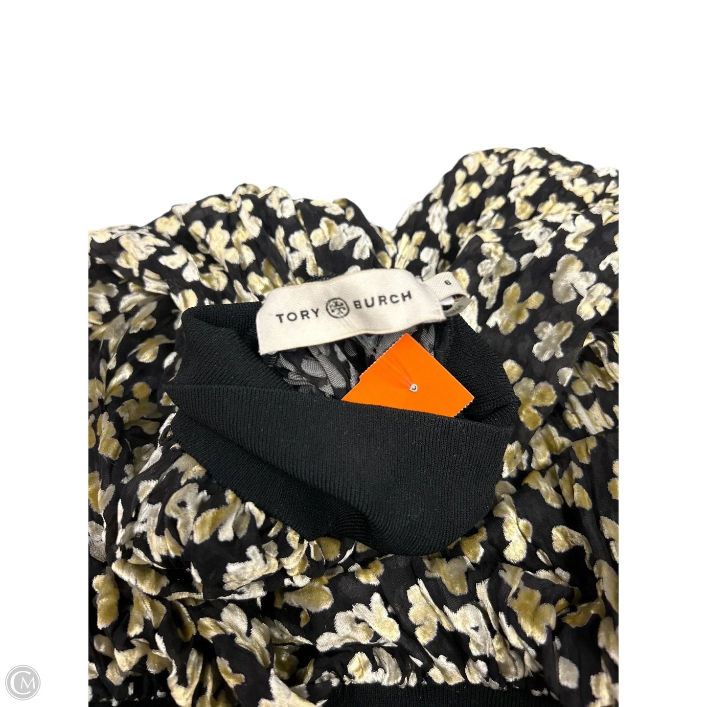 Top Long Sleeve Designer By Tory Burch In Black & Cream, Size: 6