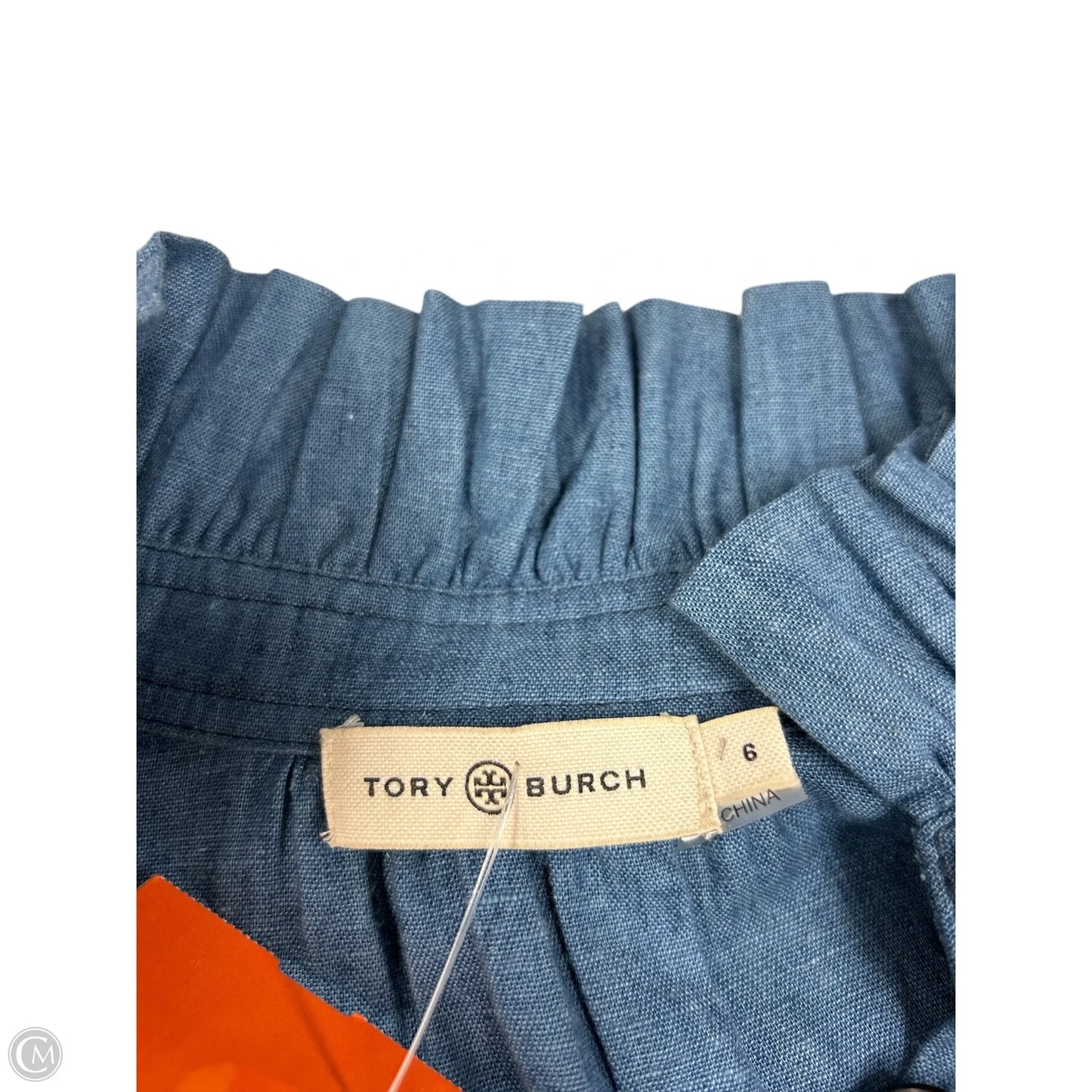 Top Long Sleeve Designer By Tory Burch In Blue, Size: 6