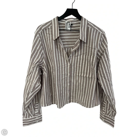 Blouse Long Sleeve By Torrid In Brown & White, Size: 2x