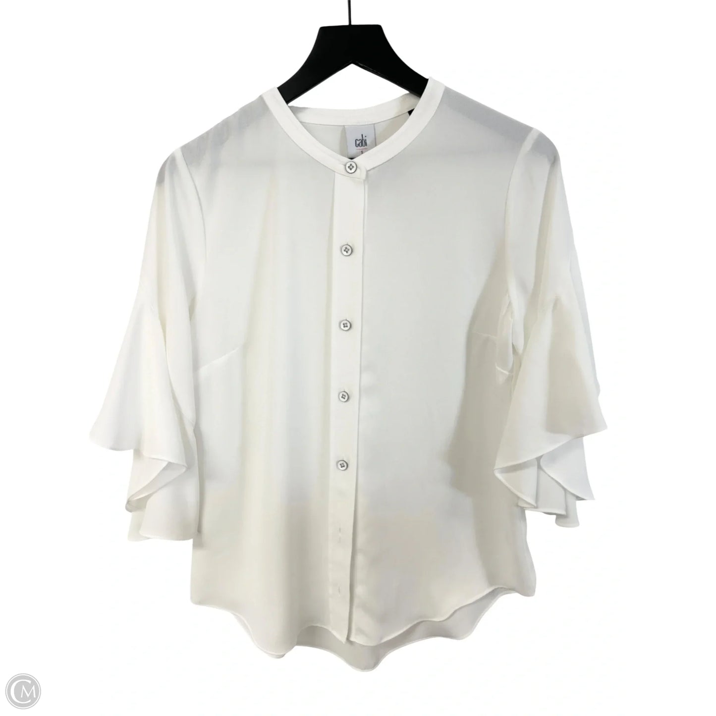 Blouse Long Sleeve By Cabi In White, Size: S