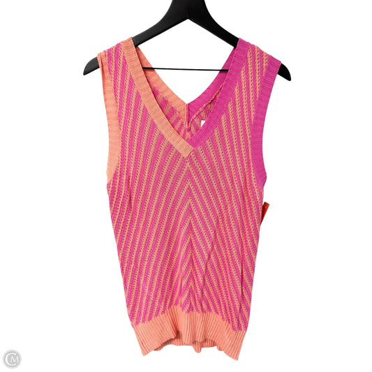 Vest Sweater By Clothes Mentor In Orange & Pink, Size: M