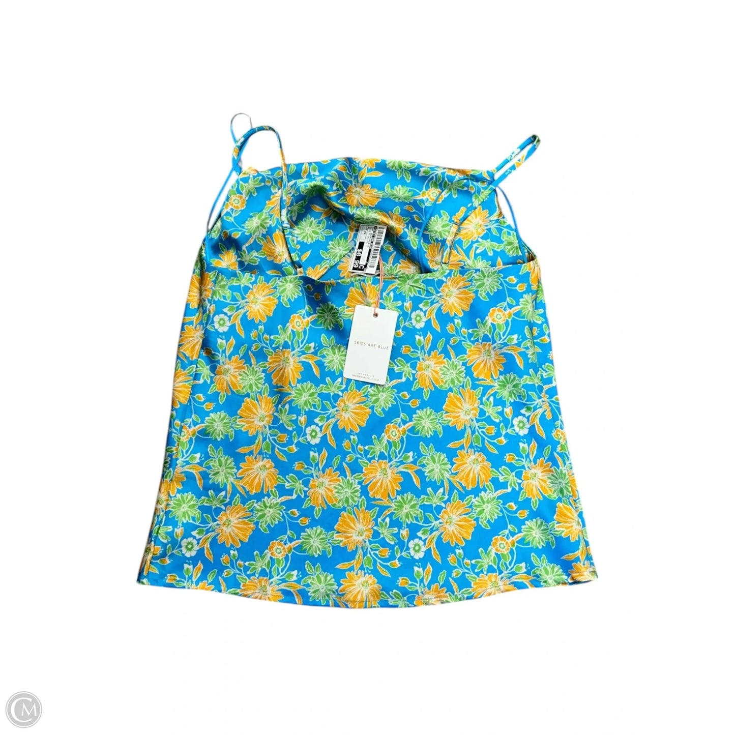 Top Sleeveless By Skies Are Blue In Blue & Yellow, Size: Xs