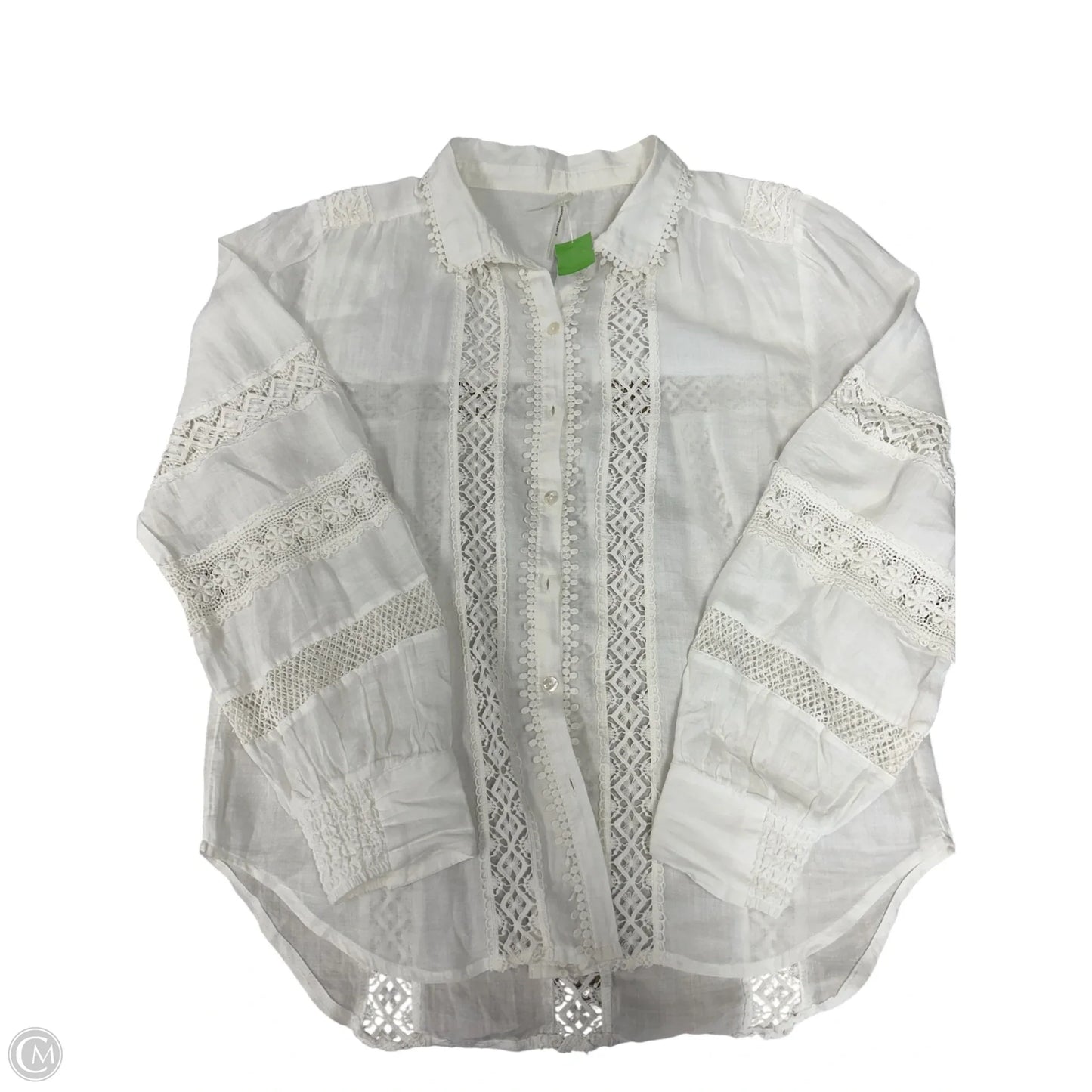 Blouse Long Sleeve By Anthropologie In White, Size: M