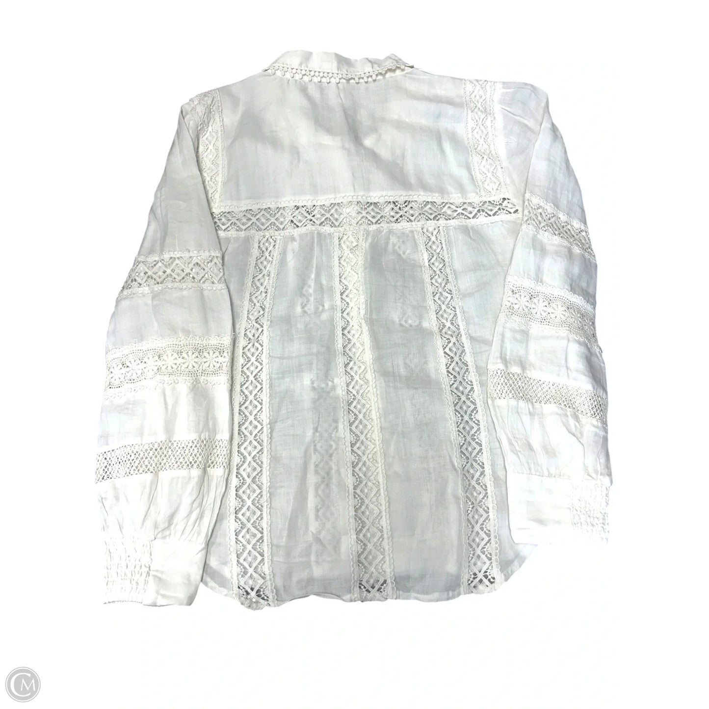 Blouse Long Sleeve By Anthropologie In White, Size: M