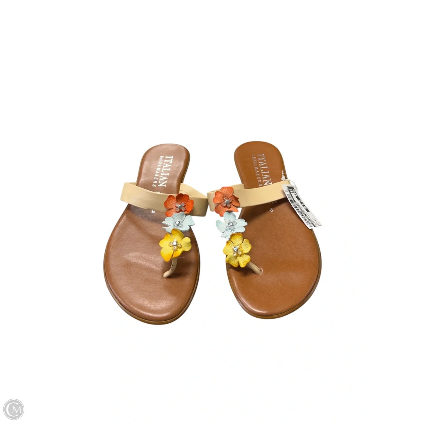 Sandals Flip Flops By Italian Shoemakers In Floral Print, Size: 8