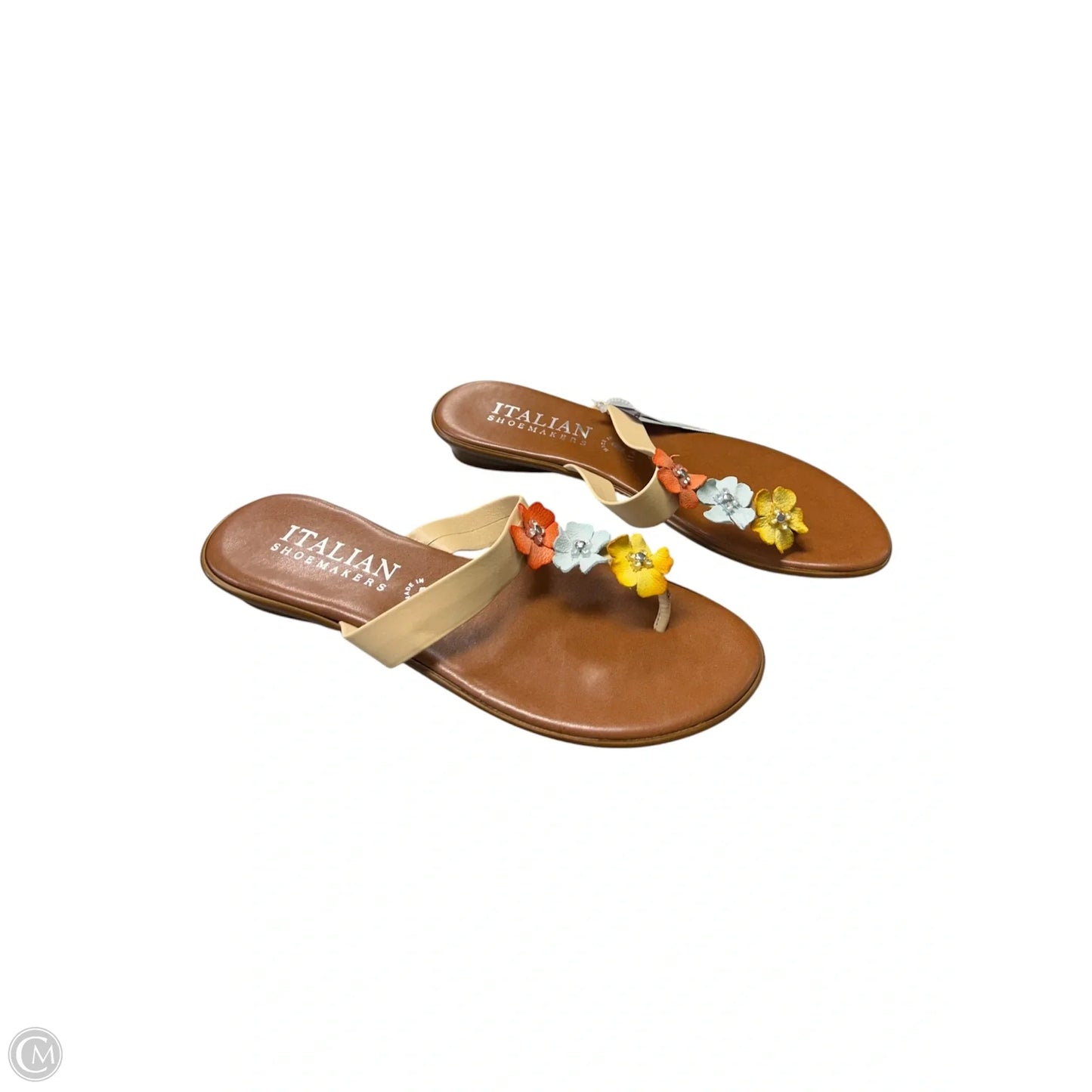 Sandals Flip Flops By Italian Shoemakers In Floral Print, Size: 8