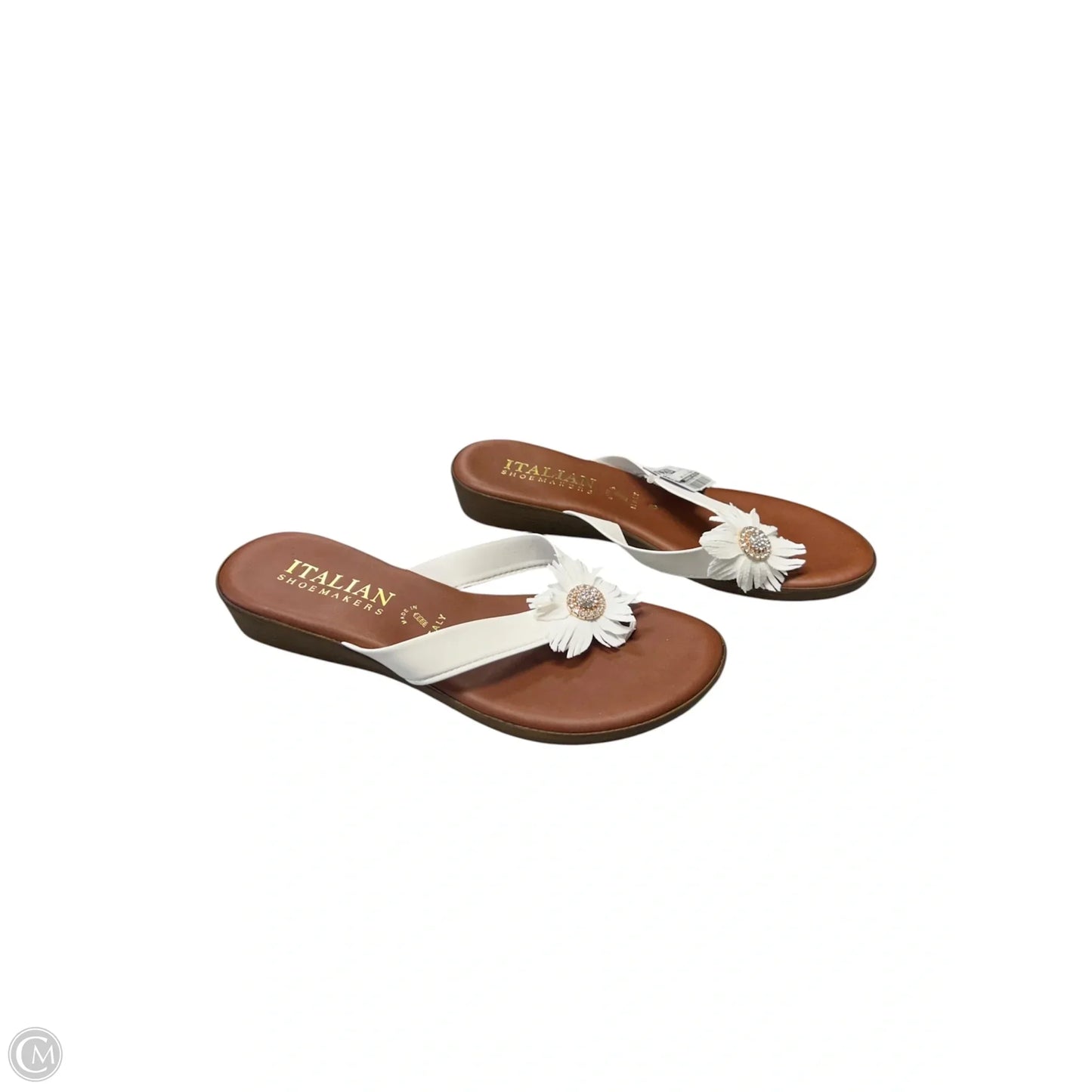 Sandals Flip Flops By Italian Shoemakers In White, Size: 8