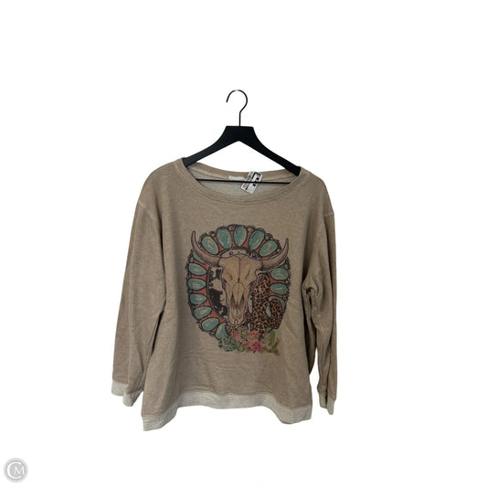 Top Long Sleeve By Clothes Mentor In Tan, Size: L