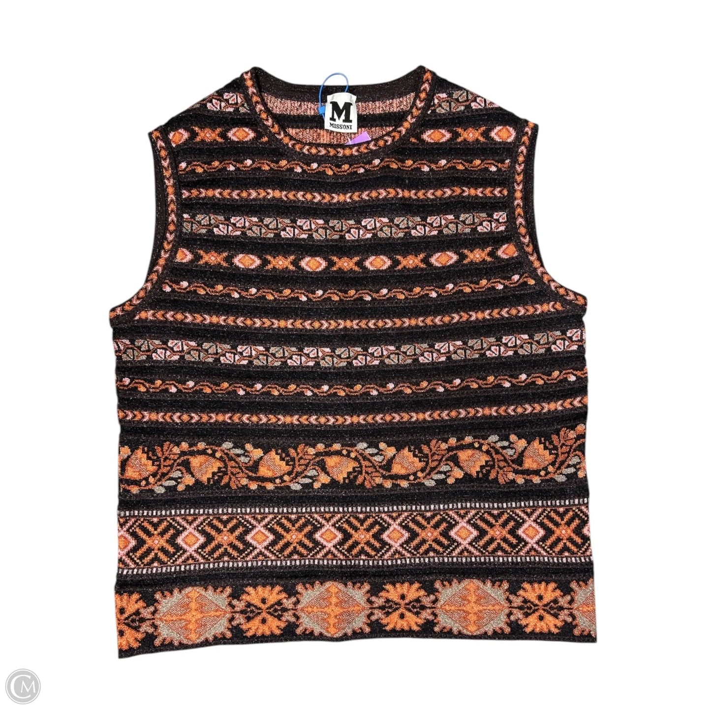 Top Sleeveless Luxury Designer By Missoni In Brown & Orange, Size: S