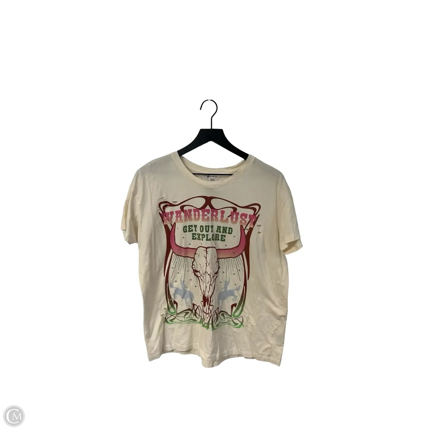 Top Short Sleeve By Cmc In Cream, Size: L