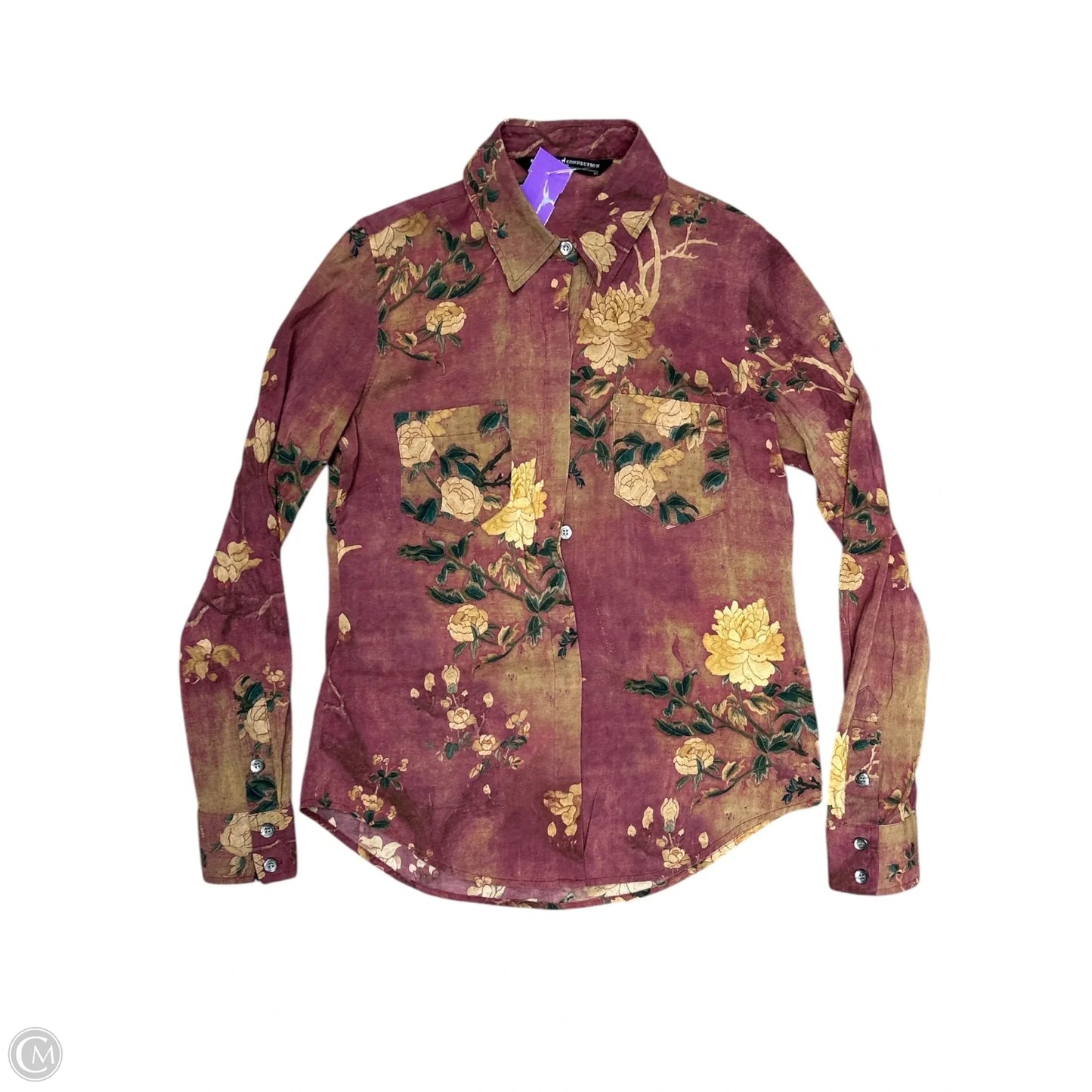 Blouse Long Sleeve By Peruvian Connection In Floral Print, Size: Xs