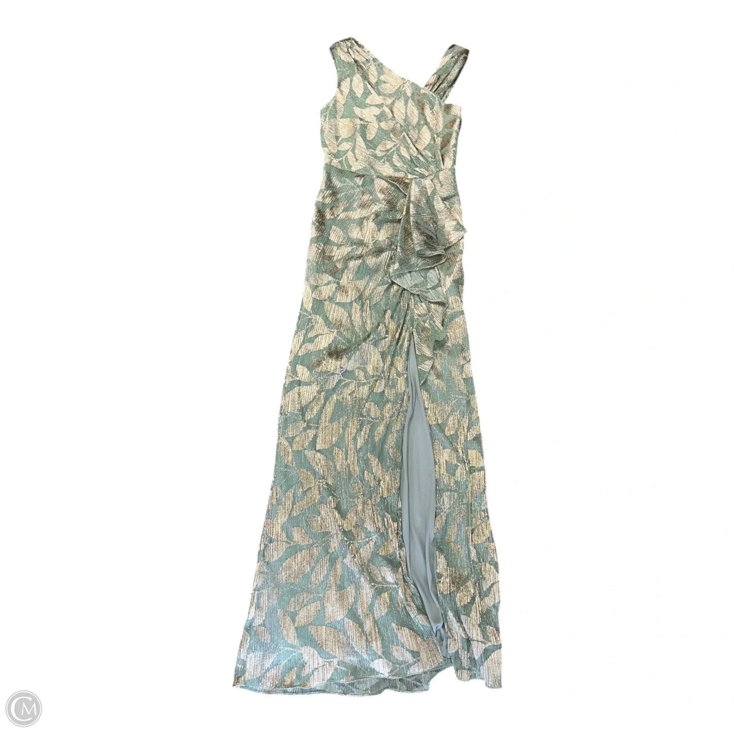 Dress Party Long By Adrianna Papell In Gold & Green, Size: 4