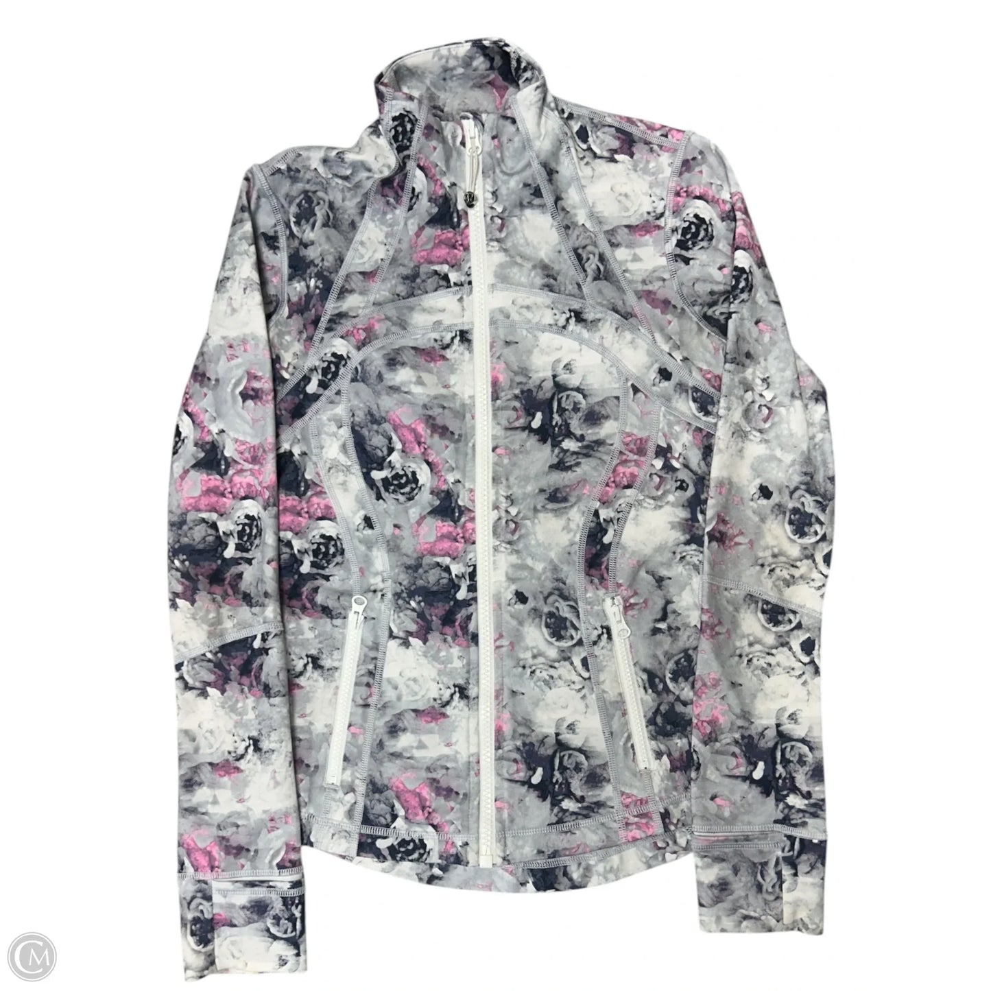 Athletic Top Long Sleeve Collar By Lululemon In Floral Print, Size: 6