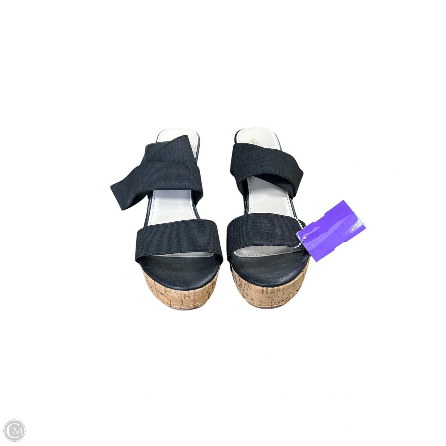 Sandals Heels Wedge By Clothes Mentor In Black, Size: 7.5