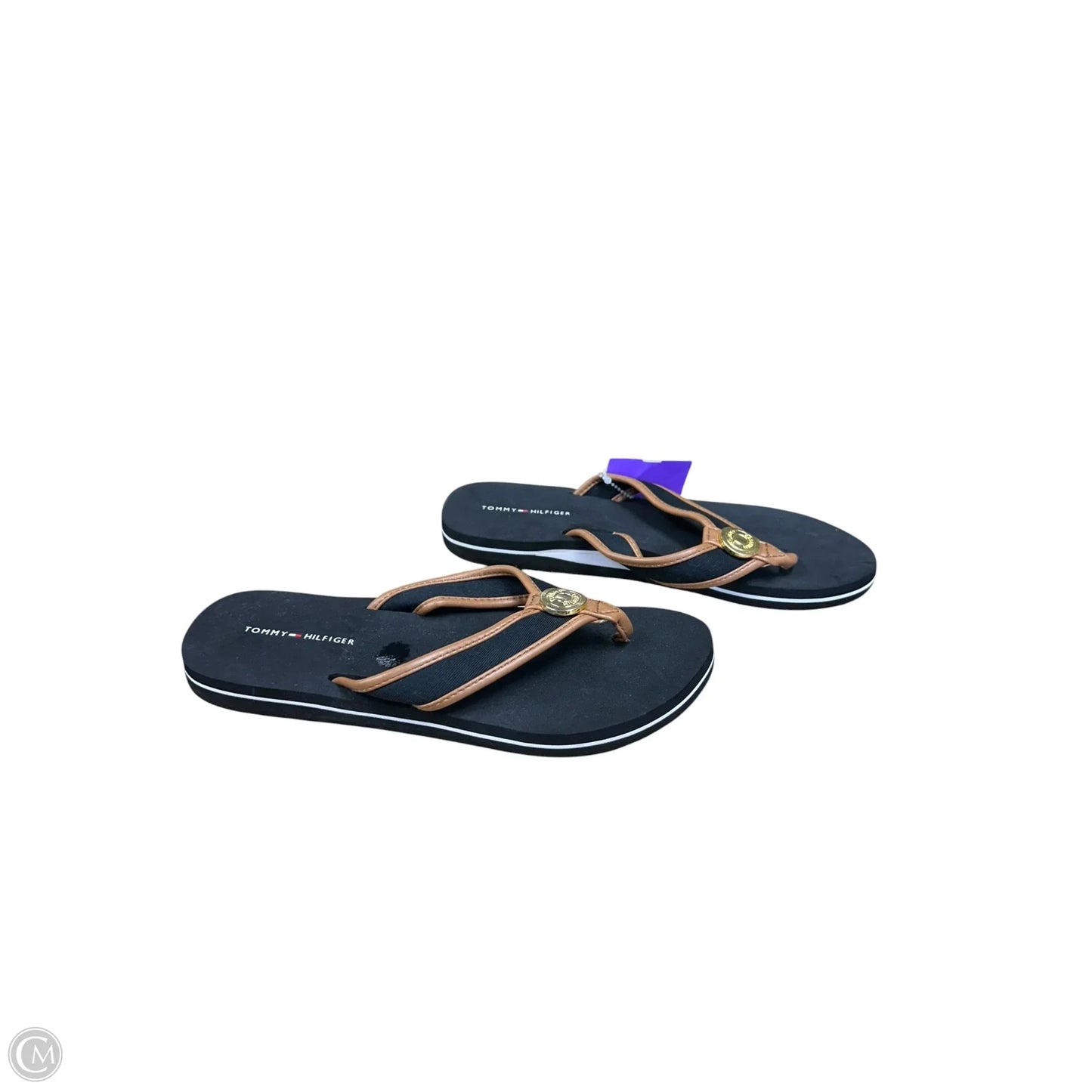 Sandals Flip Flops By Tommy Hilfiger In Black & Brown, Size: 7