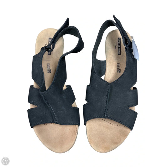 Sandals Heels Wedge By Clarks In Black, Size: 8.5