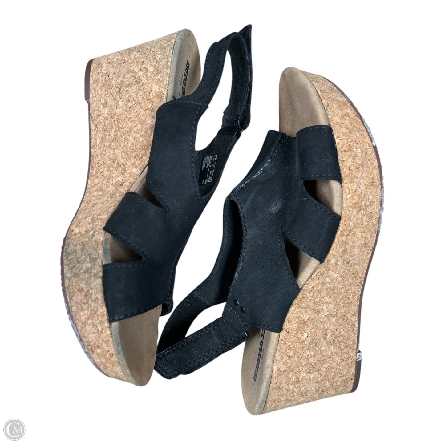 Sandals Heels Wedge By Clarks In Black, Size: 8.5