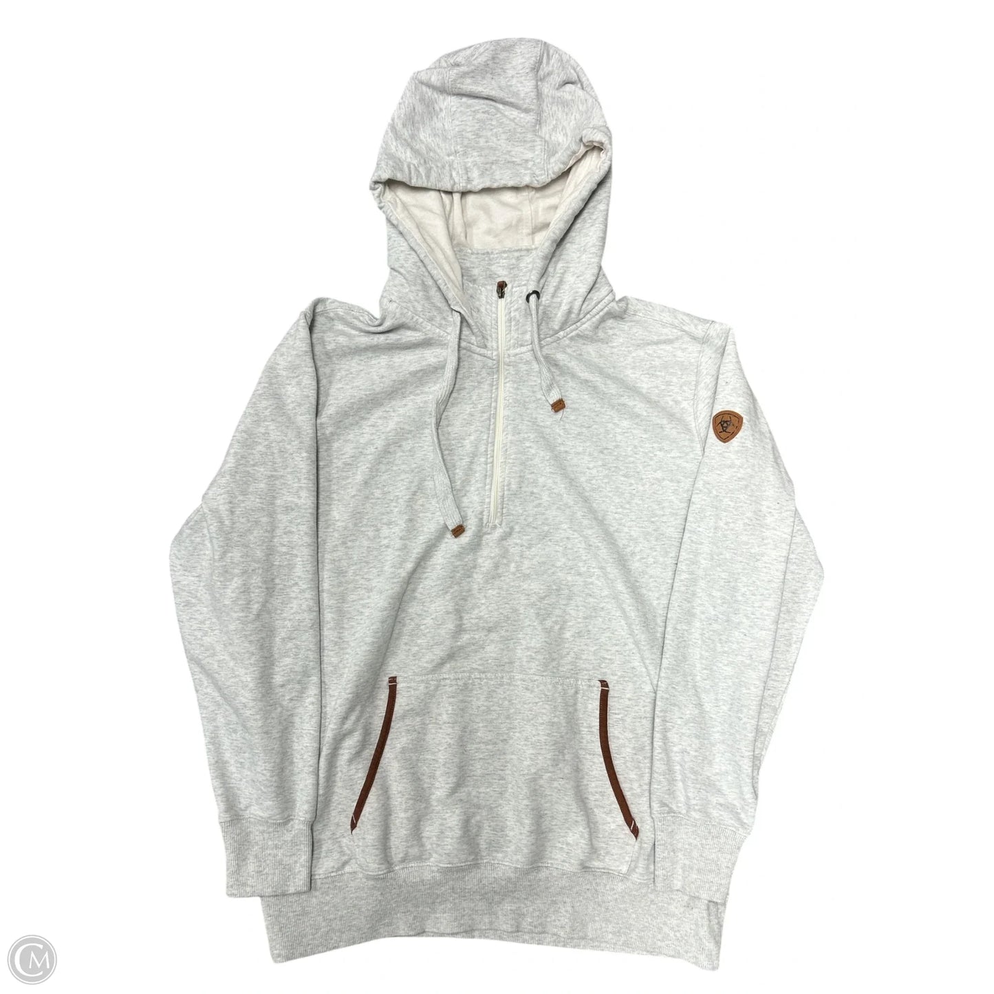 Sweatshirt Hoodie By Ariat In Grey, Size: L
