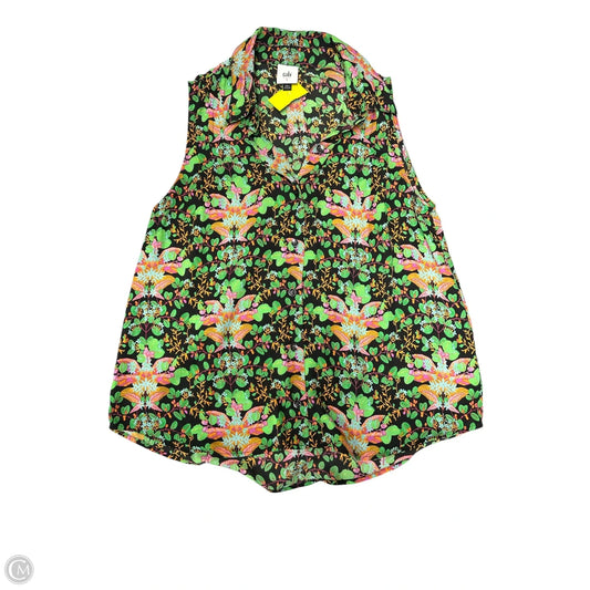 Top Sleeveless By Cabi In Black & Green, Size: S