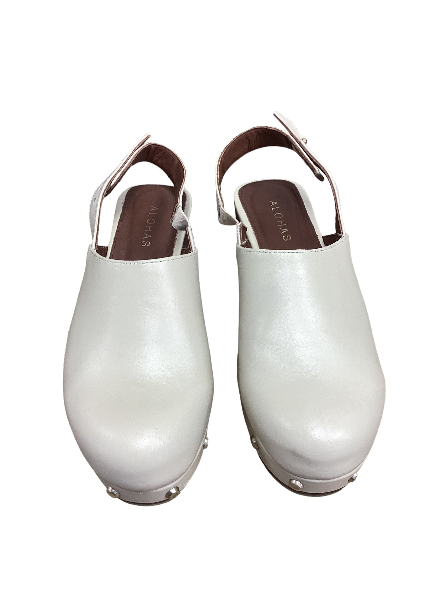 Cream Shoes Heels Block Cma, Size 7.5