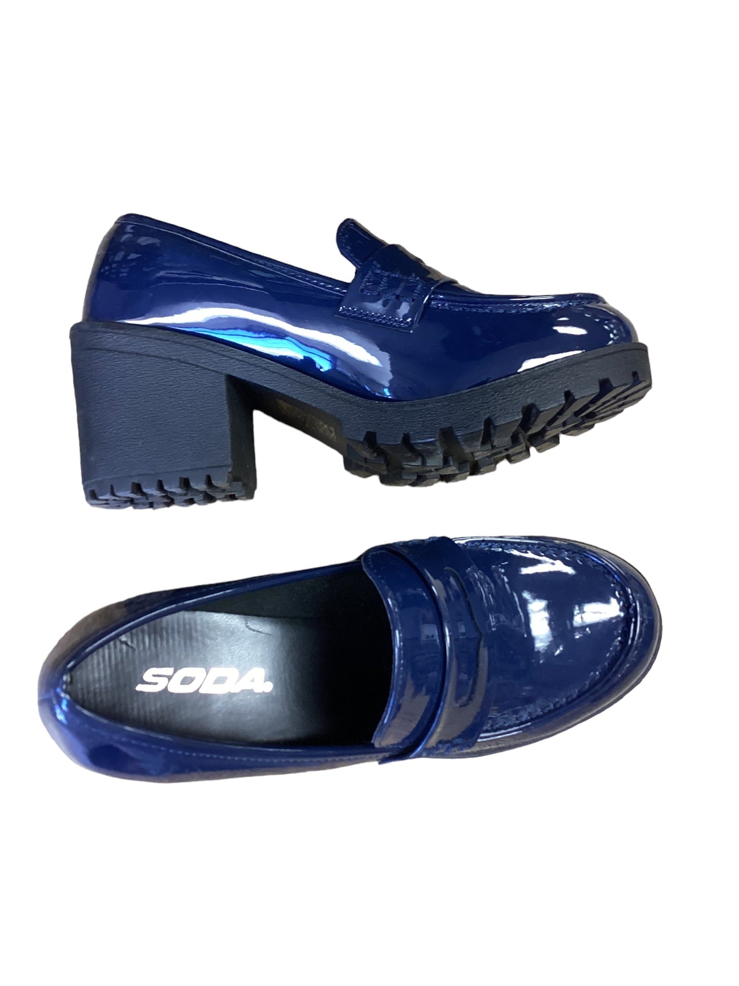 Navy Shoes Heels Block Soda, Size 6