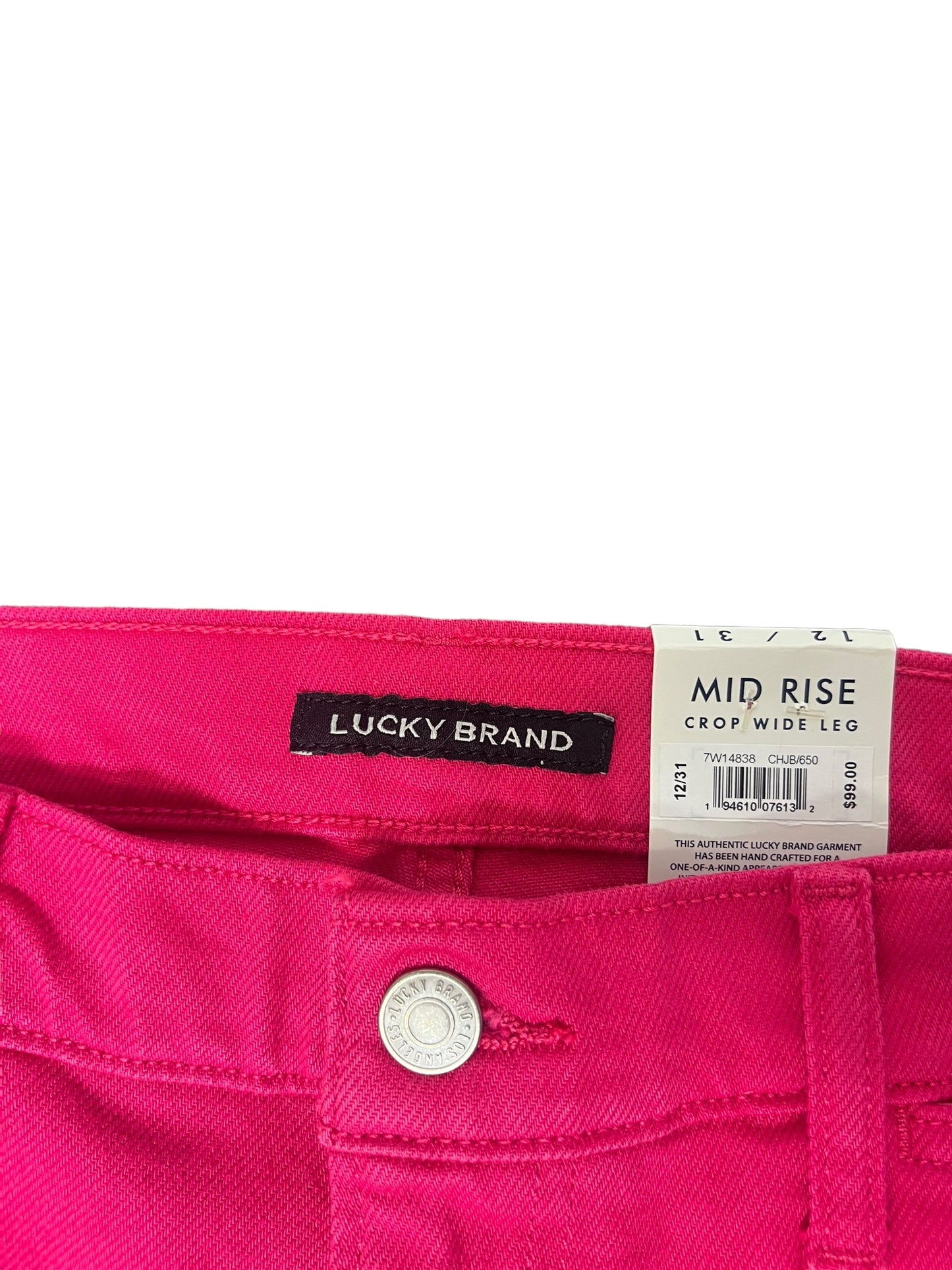 Pink Denim Jeans Cropped Lucky Brand, Size 12
