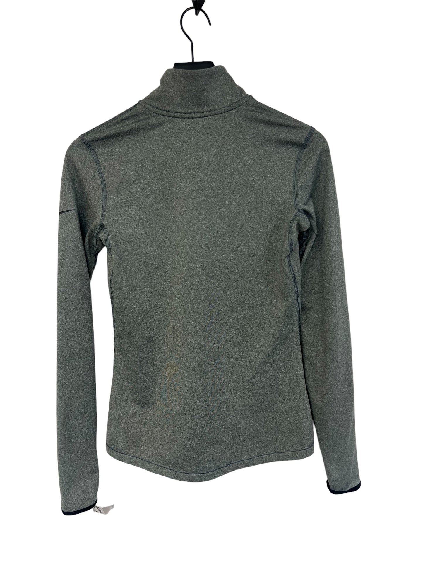 Grey Athletic Top Long Sleeve Collar Nike Apparel, Size M
